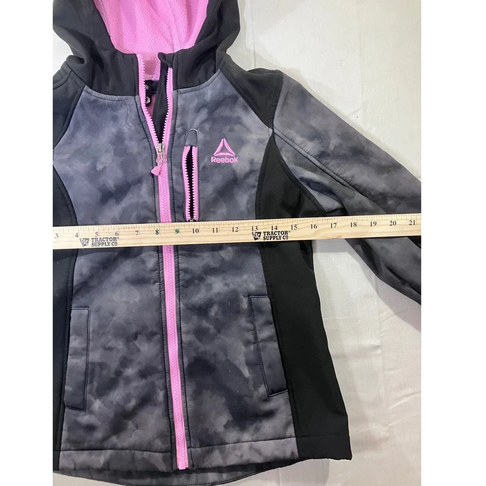 Reebok Girls' Softshell Jacket‎ Size 6/6x Gray Pink Zip Up Active Coat